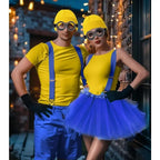 Verkleidungskostüm Lustiges Halloween Kostüm Zubehör für Erwachsene, Schutzbrille/Gelbe Mütze/Handschuhe für Herren Damen Cosplay Party Set