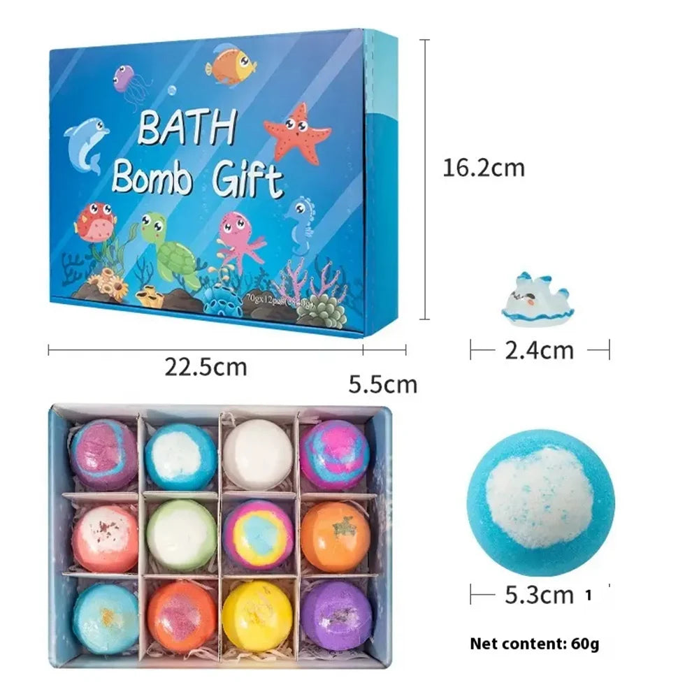 Kinder Ozean Badesalz-Set mit Überraschungsspielzeug im Inneren, 12er-Pack, organische, sichere Badesalzblasen
