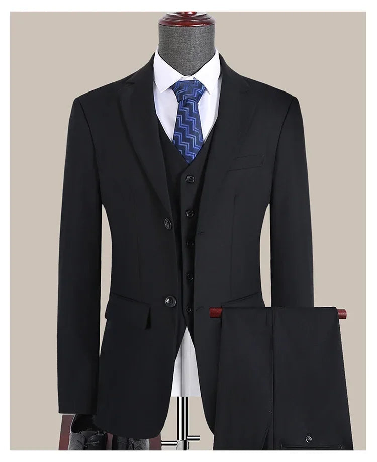 S-7XL Anzug Neu (Sakko + Weste + Hose) Koreanische Version der Slim-Fit-Arbeitskleidung Mode Business Herren Freizeit Hochzeits Gentleman-Anzug