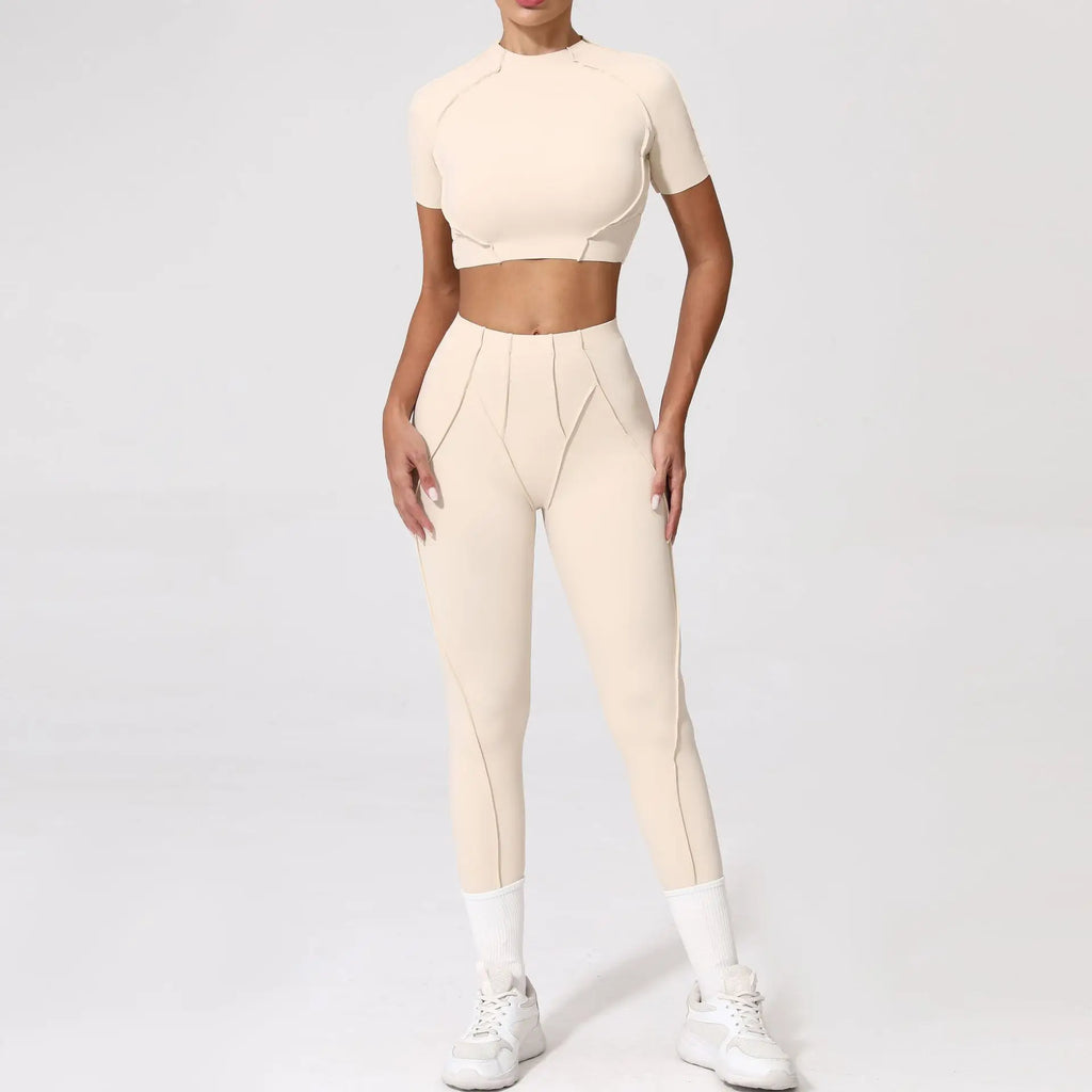 Nahtlose Yoga-Sets Sport-Fitness Hochbund-Hüfthebe-Formhose Rückenfreier BH-Anzug Workout-Gym-Leggings-Sets für Damen