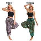 Damen Boho Weite Hosen Haremshose Erwachsene Hohe Taille Yoga Loose Laternenhose Atmungsaktive Strandhose Urlaub Bedruckte Jogger