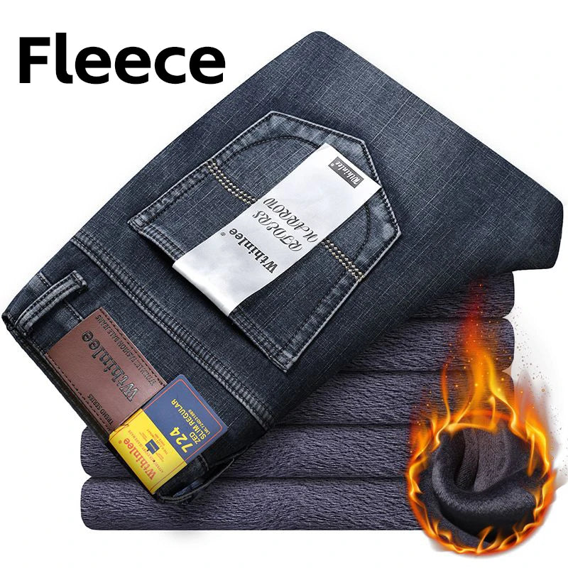 Wthinlee Neue Business-Herrenjeans Lässige Gerade Stretch Fashion Klassische Blau-Schwarze Arbeitsjeans Hose Männer Kleidung