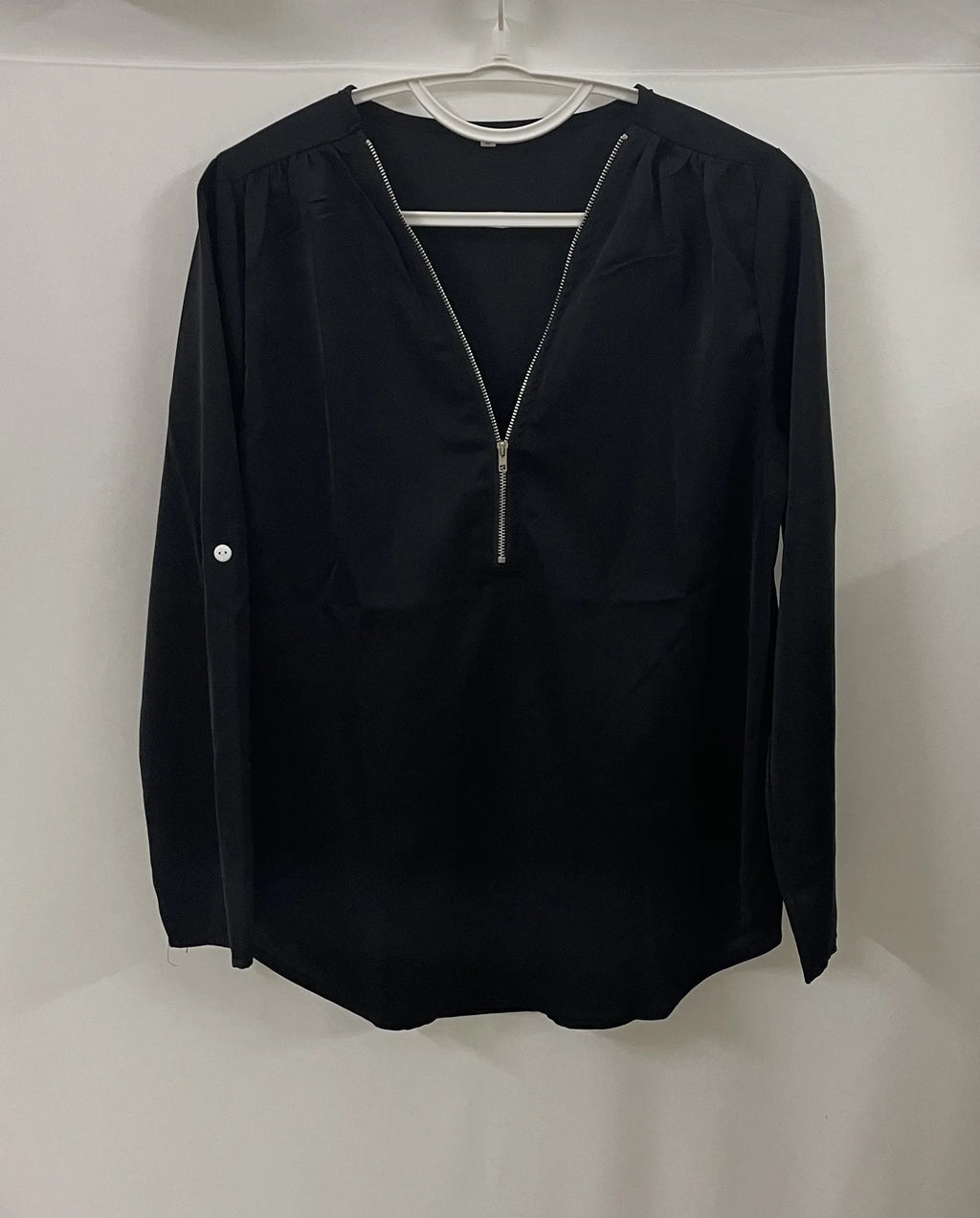 2024 Qualität Heißer Verkauf Plus Size Tiefer V-Ausschnitt Damenbluse Chiffon Coole lockere Hemd Mode Freizeit Damen Tops Sexy Reißverschluss Pullover