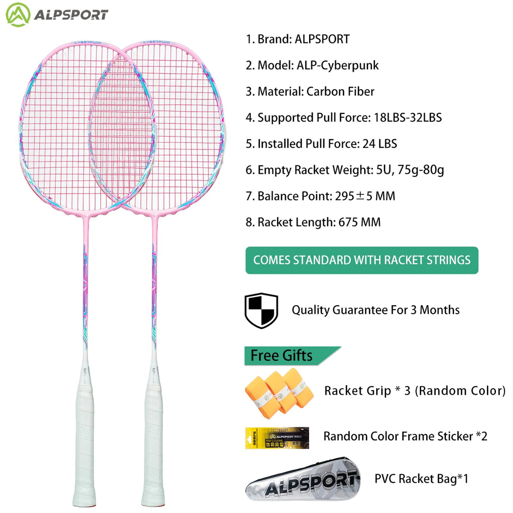 ALP ZJ2.0 Pro 4U 85g 100% Carbonfaser + Titanlegierung Badmintonschläger Ultraleichte Sportausrüstung Schläger Badmintontraining