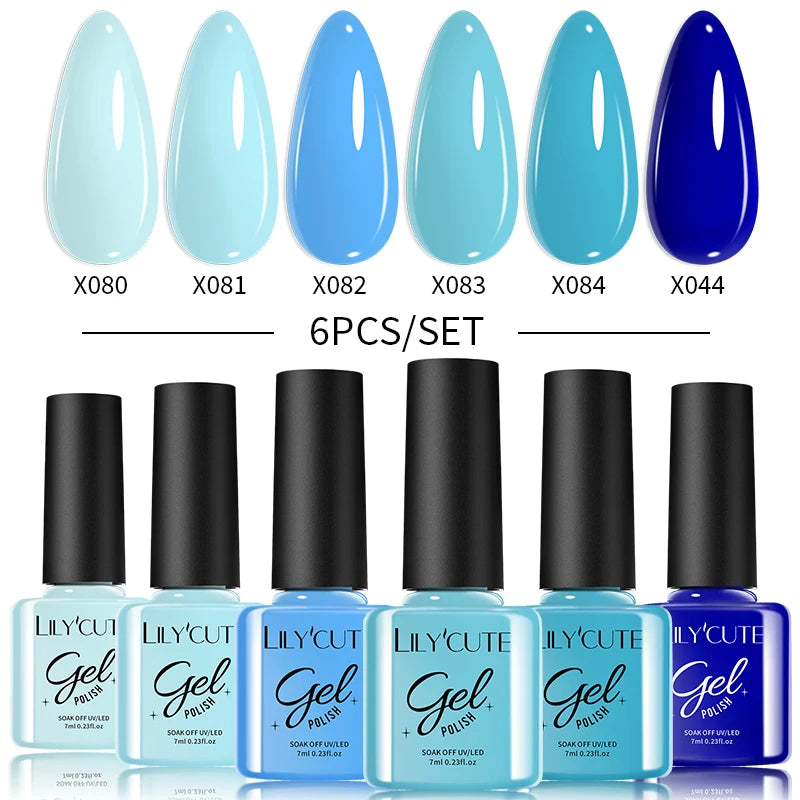 LILYCUTE 6PCS Gel-Nagellack-Set Sommer Neon Nagellack-Gel-Kits für DIY Nagel Semi-Permanenter UV-Lampe Gellack Nagellack-Set