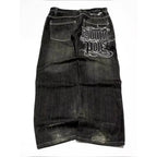 Amerikanische Y2K 2025 Neue weite Baggy Black Jeans Oversized Damen Street Casual Joker Denim-Hose Paar-Jeans Vintage Streetwear