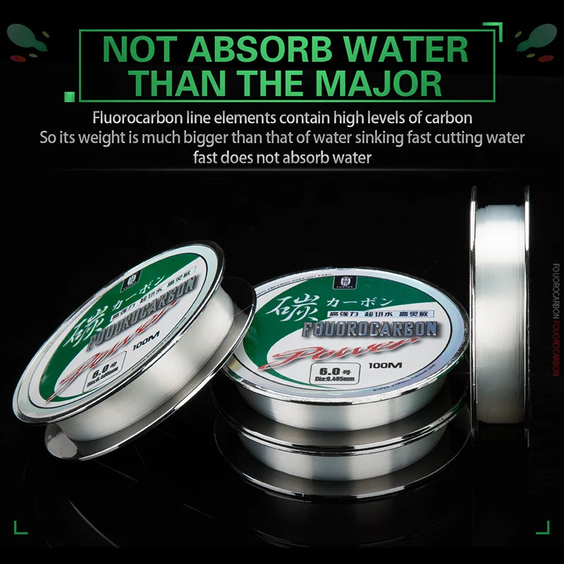 ZUKIBO 50M100M 100% Fluorocarbon Angelschnur Japanische importierte Kohlefaser-Schnur 1-25kg Monofilament Sinkende Schnur Meeresangeln