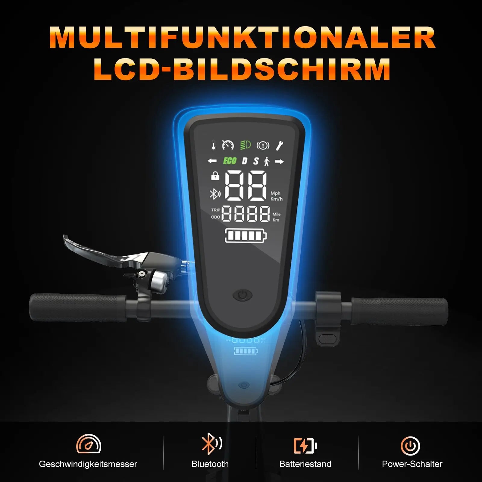 RCB EV10Z Elektroroller mit ABE Straßenzulassung 350W Motor 36V11.4Ah Akku 35-40km Reichweite 10 Zoll Rad Klappbar 120KG Max. Belastung für Pendler in der Stadt