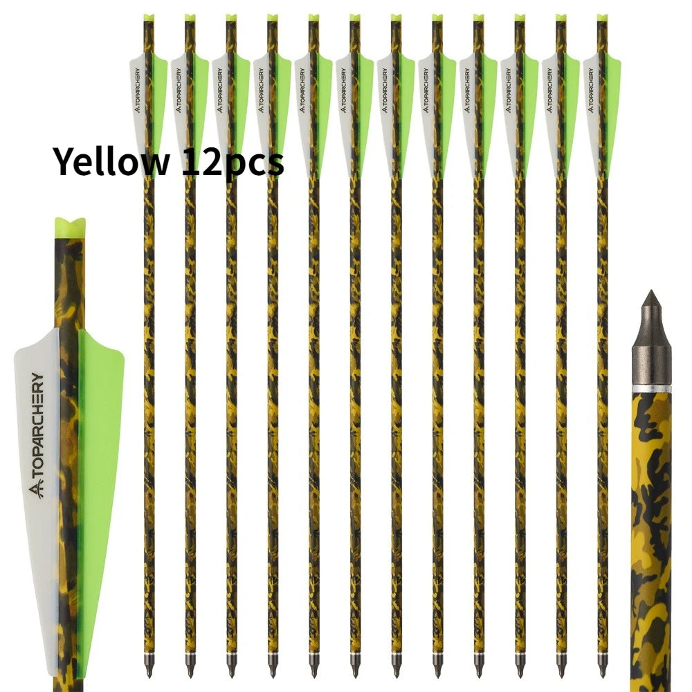 6/12/24 Stück 20'' Armbrustbolzen Carbonpfeil mit 4-Zoll-Feder ID7.6mm Outdoor Jagd Sport Praxis Armbrustpfeile