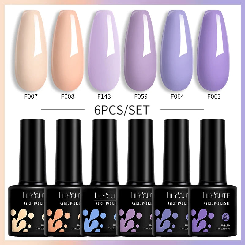 LILYCUTE 6PCS Gel-Nagellack-Set Sommer Neon Nagellack-Gel-Kits für DIY Nagel Semi-Permanenter UV-Lampe Gellack Nagellack-Set