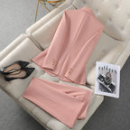 NAVIU Neu 2024 Damen Hosenanzüge Rosa Blazer und Jacken Set Büro Damen Arbeits Business Uniform Weiblicher Hosenanzug OL Stil Beige