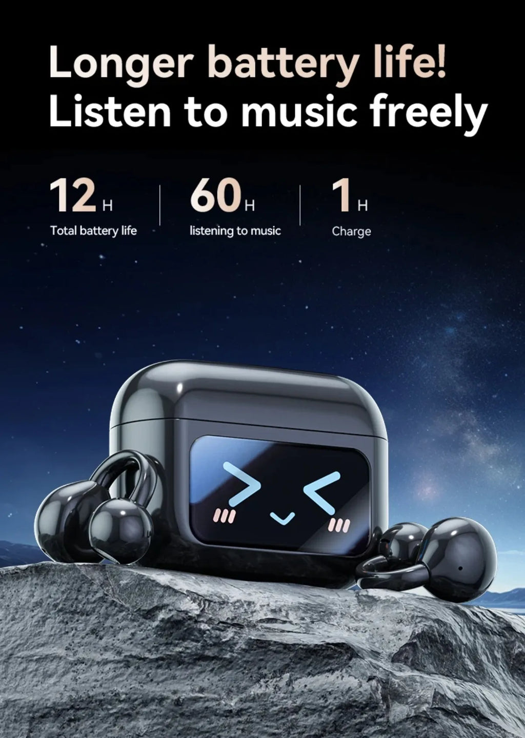 Touchscreen-Bluetooth-Kopfhörer 144 Sprachen Echtzeit-Übersetzung Kopfhörer Drahtlose Open-Ear-Clips Sport-Gaming-Kopfhörer