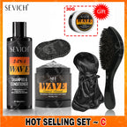 Deep Wave Control Pomade 360 Biotin Sport Starker Halt Wellen Haargel mit Bürste Wellenhaaröl Shampoo Spülung Stylingpflege