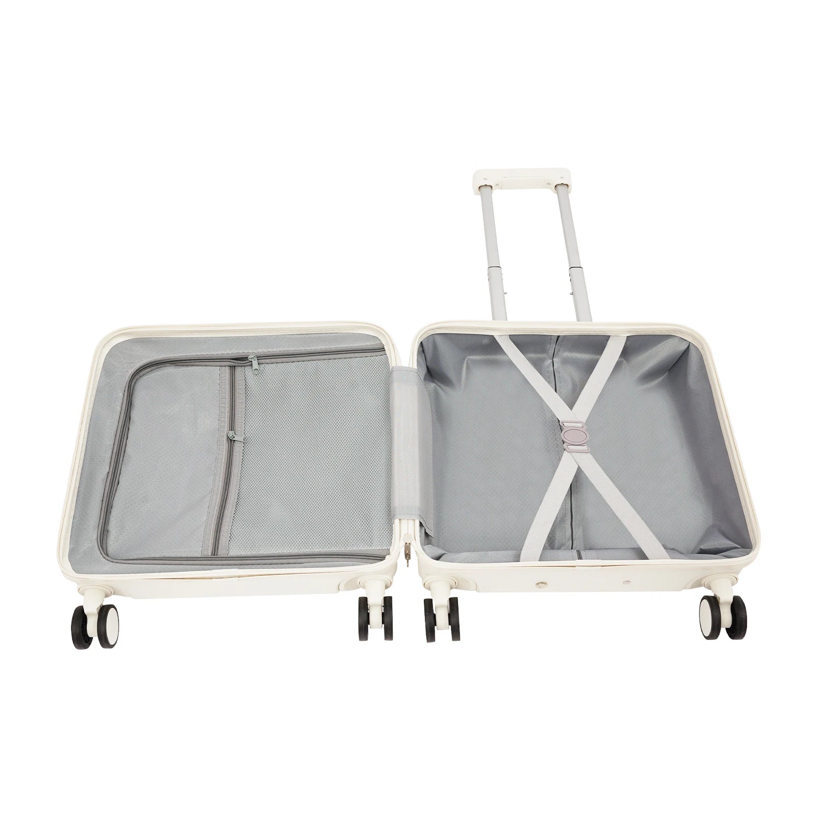 Handgepäck Roller Koffer Trolley 18" ABS-Schale Kabinengepäck Frontfach Multifunktionsräder Erweiterbar