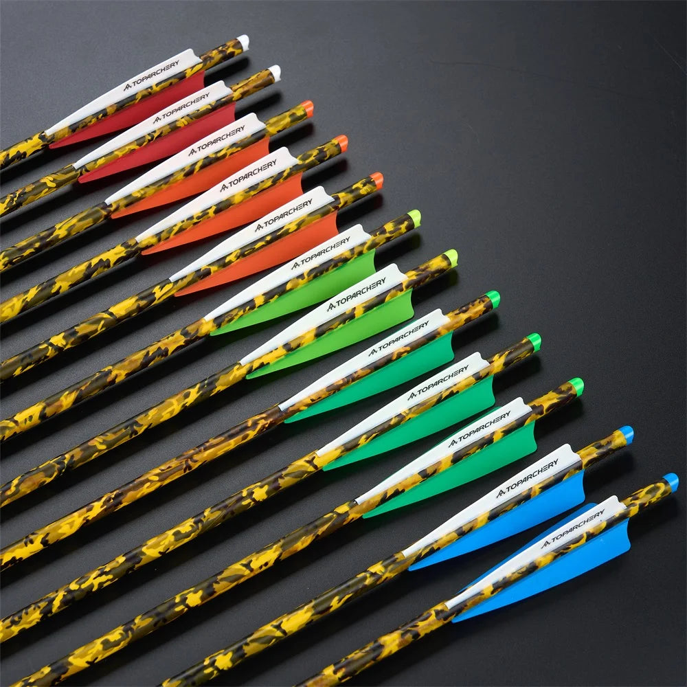 6/12/24 Stück 20'' Armbrustbolzen Carbonpfeil mit 4-Zoll-Feder ID7.6mm Outdoor Jagd Sport Praxis Armbrustpfeile