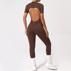 Damen-Trainingsanzug Fitness-Workout Sportkleidung Outfit Reißverschluss-Jumpsuit Yoga Fitness Overall Set Offene Rücken Bodysuits Anzug für Damen