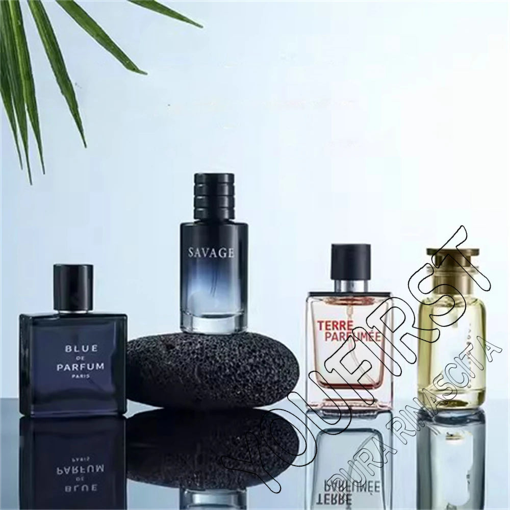 Luxusmarkenparfüm Herren Köln 100ml Parfums Homme Geschenkbox 4-teiliges Set Parfums Masculinos Natürlicher blumiger fruchtiger Duft Spray