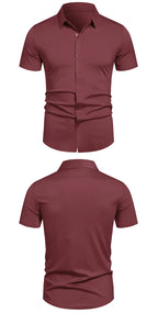 Herren Stretch Hemd Bügelfreie Hemden Regular Fit Kurzarm Stretch Business Casual Button-Down Hemden