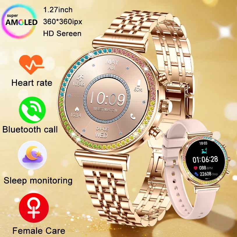 2025 Neue Smartwatches Damen Luxus Farbige Diamant Uhr Damen Sport Fitness Tracker Herzfrequenz Smartwatch als Geschenk Android IOS Hauptbild