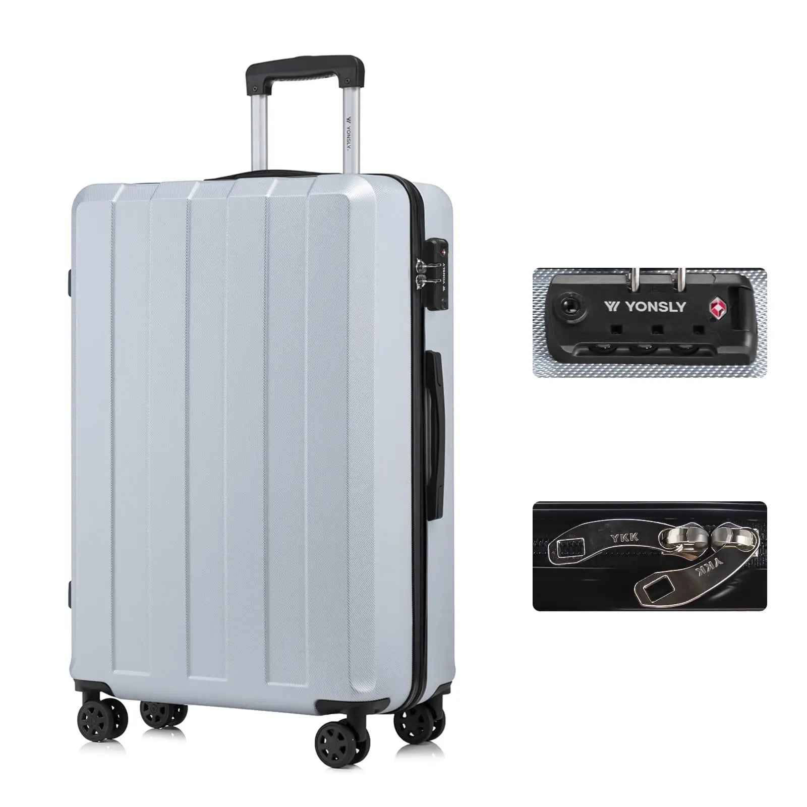 YONSLY Hartschalenkoffer 20/24/28 Zoll mit TSA-Schloss YKK-Reißverschluss 4 leise 360°-Rollen Netzfach Trolley Rollgepäck Handgepäck Koffer für Geschäftsreisen, Urlaube, Familienausflüge und Wochenendtrips
