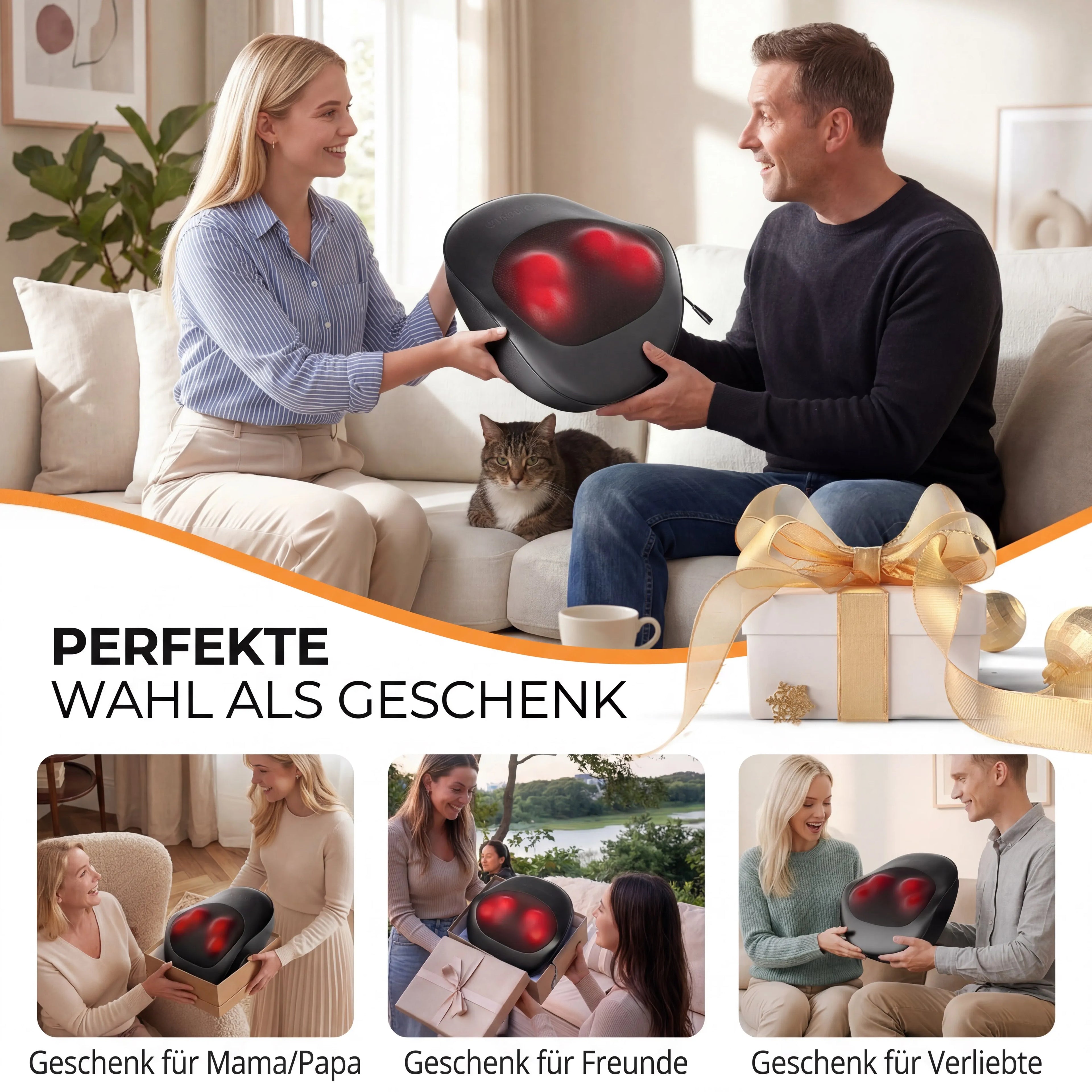 Massagegerät mit Heizfunktion, 3D Shiatsu Massagegerät zur Entspannung, Heizmassage mit Shiatsu-Knetmassage, Bestes Geschenk für Männer und Frauen