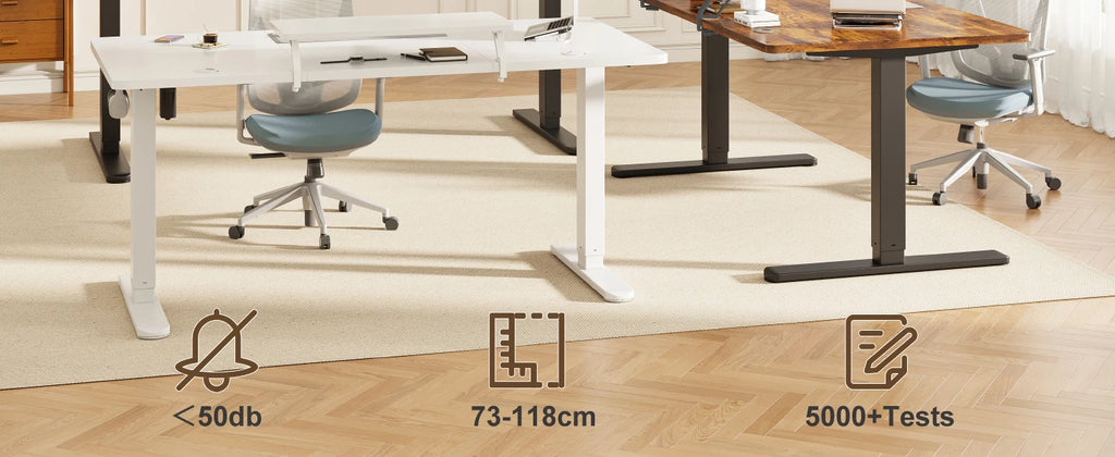 Devoko Height Adjustable desk Electric 180 × 80cm with Monitor Stand Ergonomic Seat Standing Desk (White)