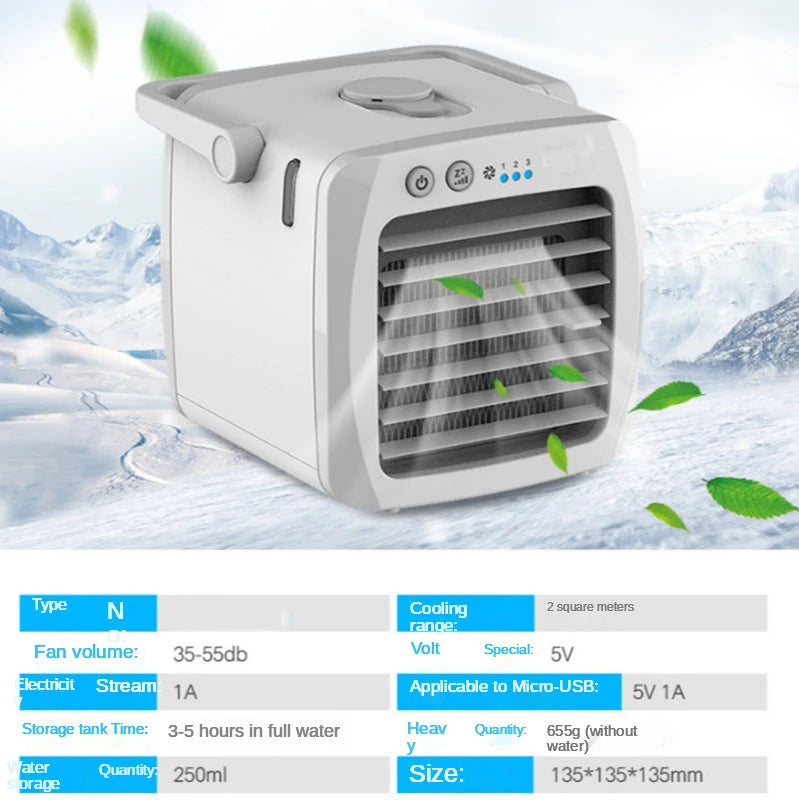 Tragbare Klimaanlage Persönlicher Luftkühler USB Persönlicher Desktop-Kühler Mini-Luftbefeuchter-Ventilator für den Schreibtisch
