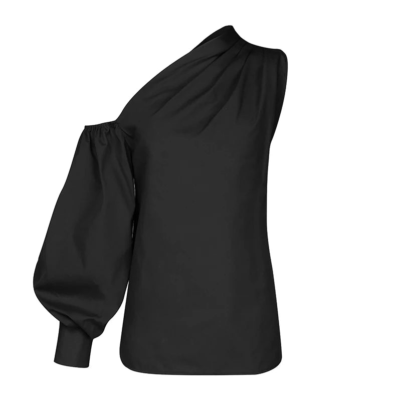 Sexy schulterfreie Damenhemden Sommer Laternenärmel Bluse Casual Loose Solid Tops Lady Elegante Blusen Femme Streetwear Hemd