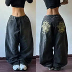 Amerikanische Y2K 2025 Neue weite Baggy Black Jeans Oversized Damen Street Casual Joker Denim-Hose Paar-Jeans Vintage Streetwear
