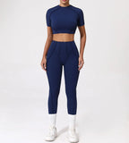 Nahtlose Yoga-Sets Sport-Fitness Hochbund-Hüfthebe-Formhose Rückenfreier BH-Anzug Workout-Gym-Leggings-Sets für Damen