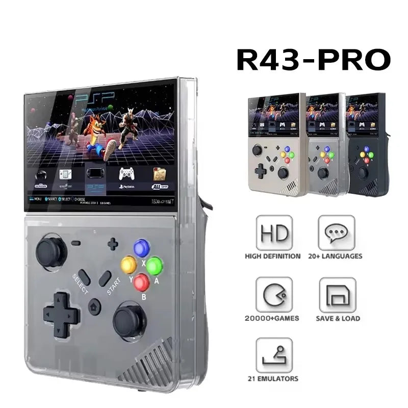 R43 M18 Pro Retro Handheld-Videospielkonsole HD 4,3-Zoll-LED-Bildschirm Original 3D Home 4K Große PSP PS1 Eingebaut 25 Simulatoren