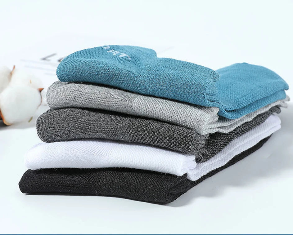 5 Paar kurze Baumwollsocken für Herren, hochwertige, tief geschnittene Crew-Socken für Damen, Knöchelsocken für Sport, atmungsaktives Mesh für den Sommer, lässige, weiche Herrensocken