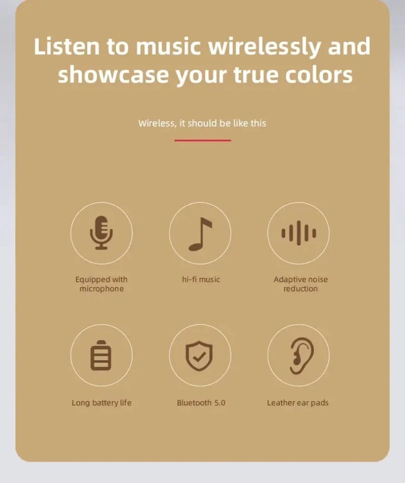 Lenovo Multifunktionaler tragbarer faltbarer kabelloser Bluetooth 5.0 Kopfhörer Für Bluetooth-Verbindung Kabelgebundene Verbindung