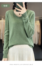Damen 100% Merinowolle Pullover V-Ausschnitt Basic Pulli Herbst Winter Kaschmir Kleidung Langarm Weiche Strickware Oberteile Unifarben