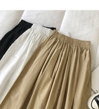 Damen Schwarzer Rock Midi High Waist Korean Style Plissiert A-Linie Vintage Kleidung 2026 Neue Sommer Casual Mode Damen Arbeitskleidung