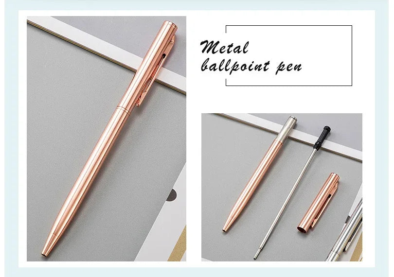 20-200 Stifte Neu Schlanke Metall-Kugelschreiber Roségold Benutzerdefiniertes Logo Werbung Schriftzug Gravierter Name Schul-Bürobedarf Geschenke