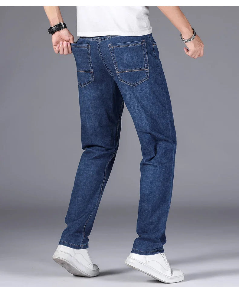 Herrenhose Büro Business Jeans Herren Klassische Blau Schwarz Baumwolle Stretch Straight Denim Hose Herren Marken Hosen