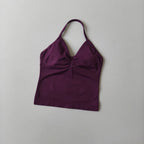 Langes Trägertop Yoga Weste Damen Rückenloses Tank Top Sport Fitness BHs Laufendes Workout Gym Neckholder