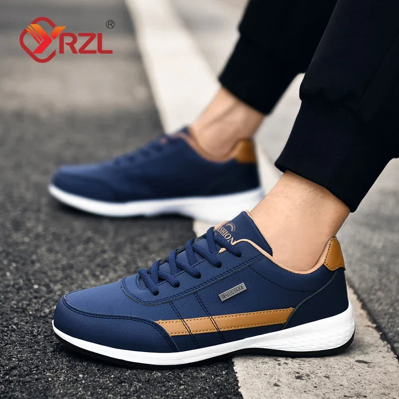 YRZL Herrenschuhe Frühling Herbst Wasserdichte Wandersneaker Freizeit Herren Ledersportschuhe Rutschfeste Tennisschuhe für Herren
