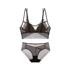 SuyaDream, Damen Spitzen-BH-Set, Futter aus echter Seide, dünne geformte Cups, ohne Bügel, transparente Unterwäsche aus Mesh, gemütliche Dessous 2025