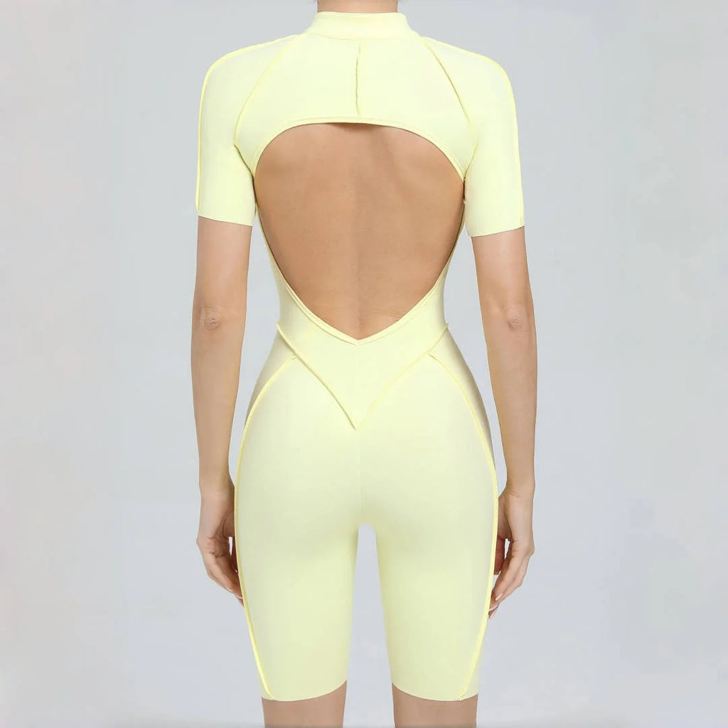 Women's Yoga Jumpsuit Hip Lift Sports Fitness Removable Padding Backless Zipper Leggings One-Piece Running Workout Gym Jumpsuit