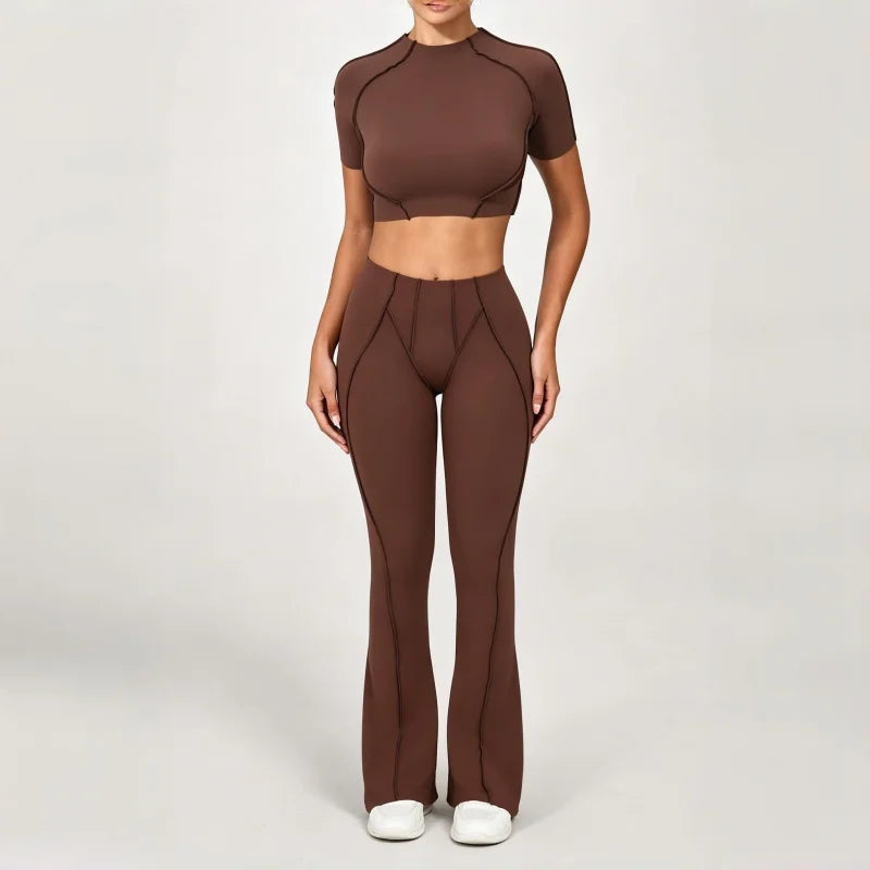 Nahtlose Yoga-Sets Sport-Fitness Hochbund-Hüfthebe-Formhose Rückenfreier BH-Anzug Workout-Gym-Leggings-Sets für Damen