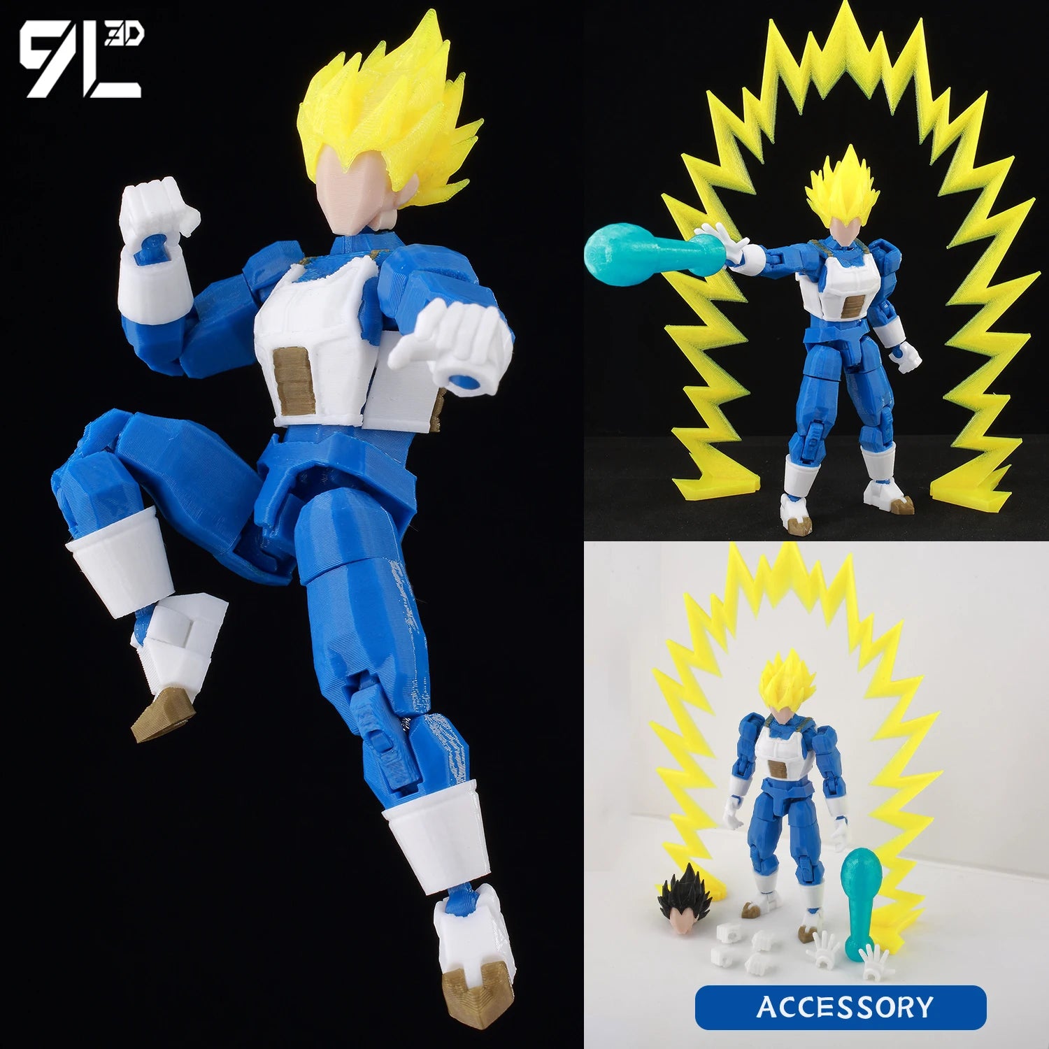 9L3D Gedruckte Dragon Ball Son Goku Vegeta Beerus Frieza Anime Lucky13 Dummy13 Titan13 Actionfiguren Mehrgelenkige Bewegliche Spielzeuge