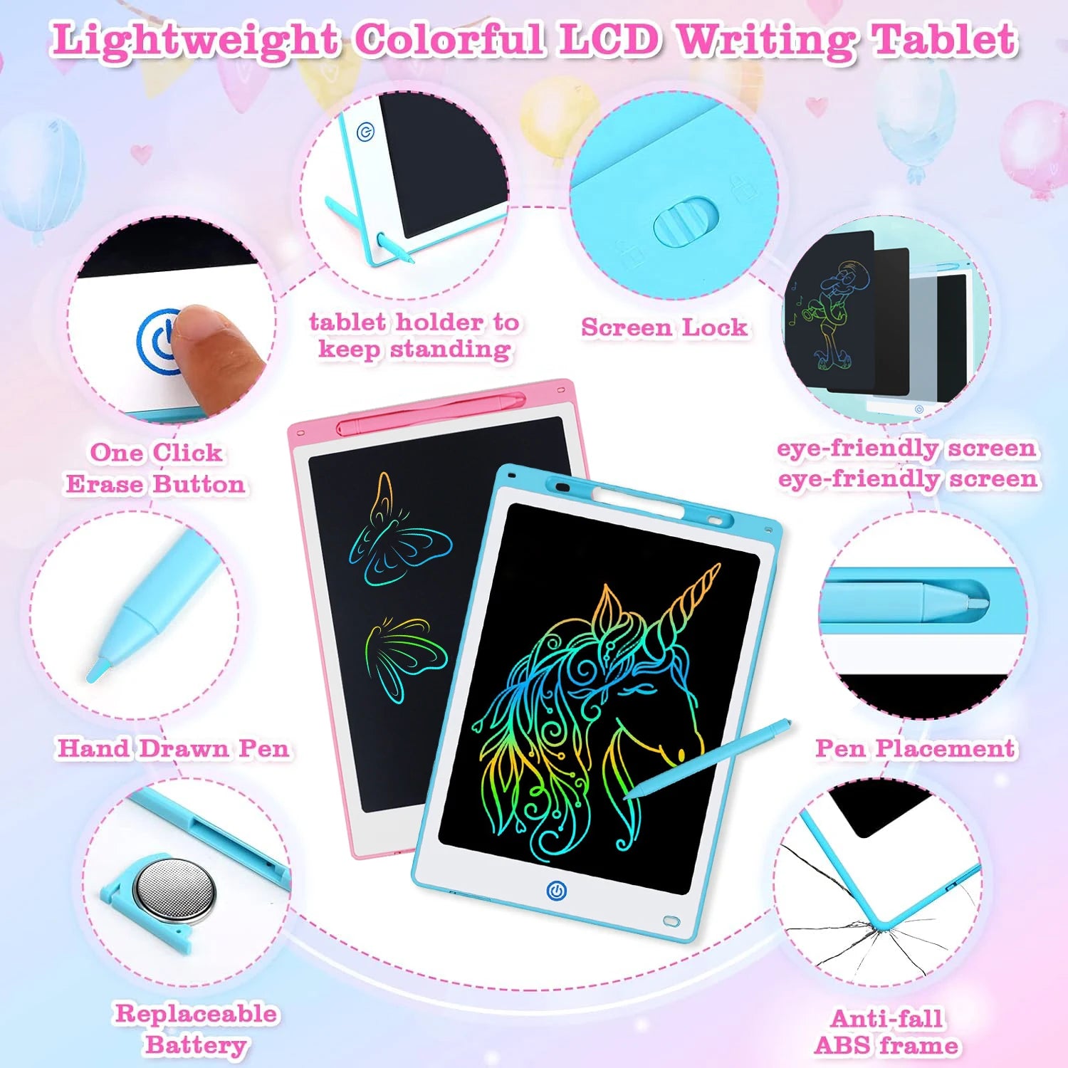 8.5/10/12 Zoll LCD-Schreib-/Grafiktablett für Kinder von 3-8 Jahren, wiederverwendbares magisches Zeichenbrett mit Stylus, löschbares Doodle-Pad-Spielzeuggeschenk