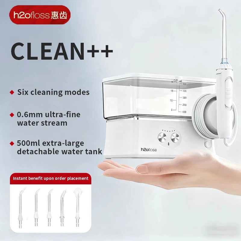 H2ofloss Munddusche Tragbar Munddusche 570 ml 140 PSI Hochdruck 6 Modi 5 Düsen mit Aufbewahrungstasche USB Wiederaufladbar