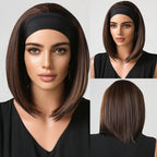 ALAN EATON Lange blonde synthetische Stirnbandperücke Ombre Blond glattes Haar Perücken natürlich aussehend Hitzebeständige Faser für den täglichen Gebrauch