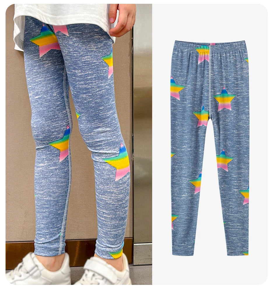 2/4 Stücke Kinder Mix-And-Match Leggings mit Liebes-Aufdruck, Mädchen, lässig, Joker, schmal, 9 Hosen, modische elastische Taille, Valentinstag-Hose