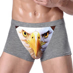 Herren Einzigartige 3D-gedruckte Wolfs-Adlerkopf-Flachwinkel-Hose mittelhohe Boxershorts Atmungsaktives gestricktes Modal-Gewebe
