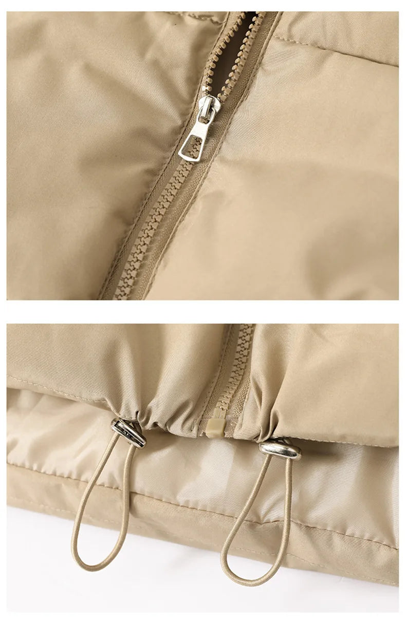 Winter Kurze Daunen Weste Damen Warmer Stehkragen Reißverschluss Jacke Freizeit Mode Gesteppte Cropped Mäntel Street Outerwear