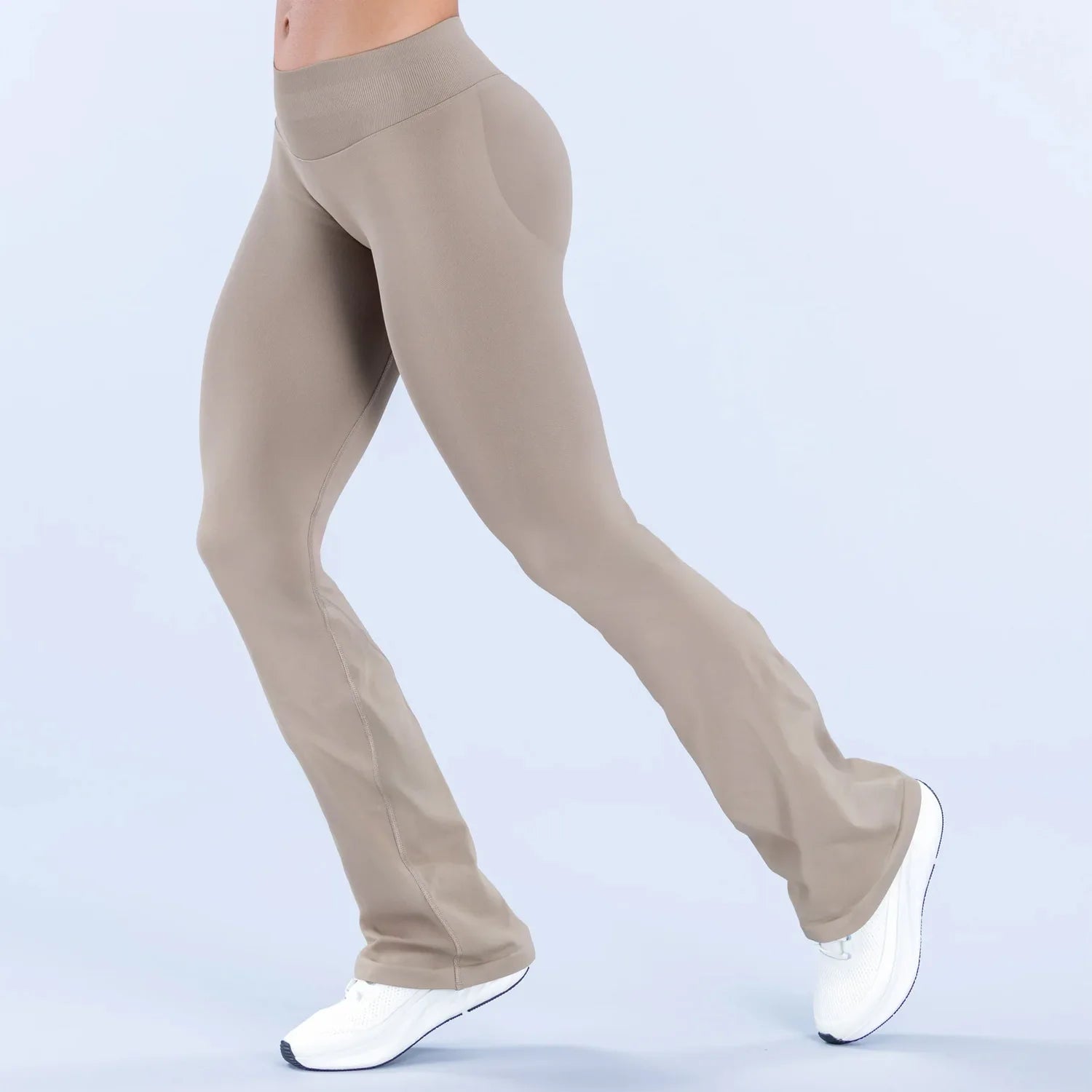 Flares Legggings Seamless Mid To Low Waistband Glute Contouring Wide Leg Pants Scrunch Booty Fitness Yoga Gym Flared Leggings